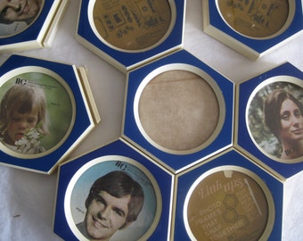 Vintage beehive like photo frames ensemble, 9 frames thak link together in any form you like.