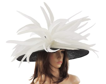 Gorgeous Black White Woodpecker Hat for Kentucky Derby, Weddings (40 colours available)