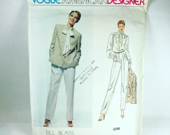 Vintage Vogue American Designer Bill Blass Sewing Pattern 2298 Size 14