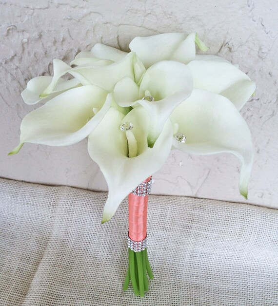 Silk Wedding Bouquet with Calla Lilies Off White Natural