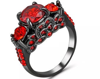 Gorgeous Ruby Red 10k Gold Filled Ring Sz 7