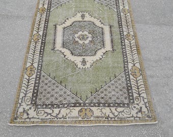 Vintage Oushak Rug Distressed Turkish Rug Area Rug Oriental Hand Knotted Rug Handmade Wool Rug Aztec Rug 4' x 6'6" Feet Free Shipping !