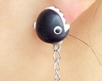 Chain Chomper Polymer Clay Earrings Fan Art