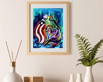 Arte de los Reyes Magos Three Wise Men Art Print Three Kings Art Print Puerto Rico Art Puerto Rican Flag Regalo de Navidad by Obed Gomez