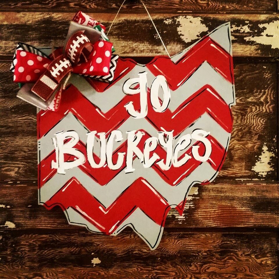 OHIO state buckeye door hanger. Buckeye wreath. OH state door