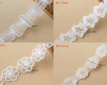 10 yards 4-6cm wide ivory mesh fabric embroidery tapes lace trim ribbon U37S66L0514P free ship