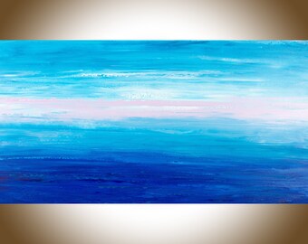 Large Abstract art abstract painting original landscape painting on canvas wall art wall decor wall hanging "Blue Abstract" by qiqigallery