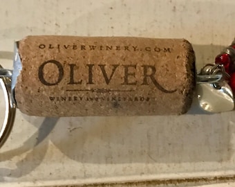 Wine cork keychain