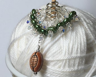 Football Stitch Markers, Snag Free Beaded Knitting Markers, Gifts for Knitters, Sports