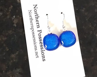 BrightBlue Dichroic Glass Earrings