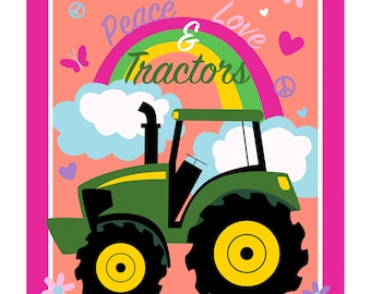 John Deere Fabric Panel Peace Love and Tractors From Springs Creative By the Panel
