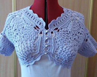 Lace bolero, lilac crochet bolero, cotton bolero jacket, crochet bolero, handknitted bolero