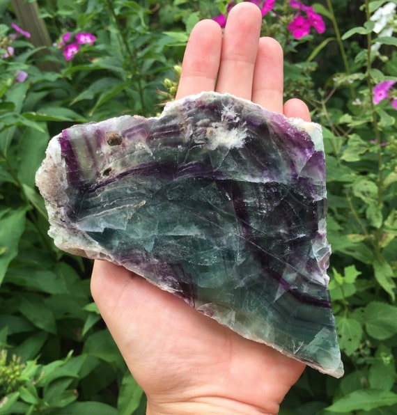 Heart Shaped Rainbow Fluorite Slab 380g, Heart Shaped Fluorite, Polished Fluorite, Fluorite Slab, Rainbow Fluorite Chunk, Boho, Reiki
