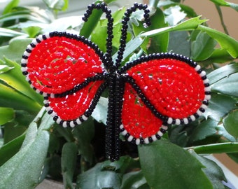 French Beaded Monarch Butterfly Plant Stick