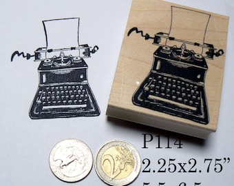 P114 Typewriter with blank note rubber stamp