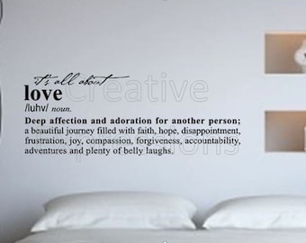 Definition of Love Wall Decal | Wall Art | Romantic Wall Decals | Vinyl Lettering | Wall Decor | Master Bedroom Decals | Gift for Her CE35