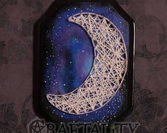 Crescent Moon Galaxy String Art Wall Plaque