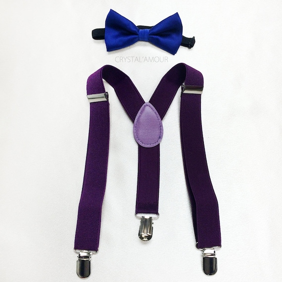 stylish baby bow tie and suspenders blue/purple toddler