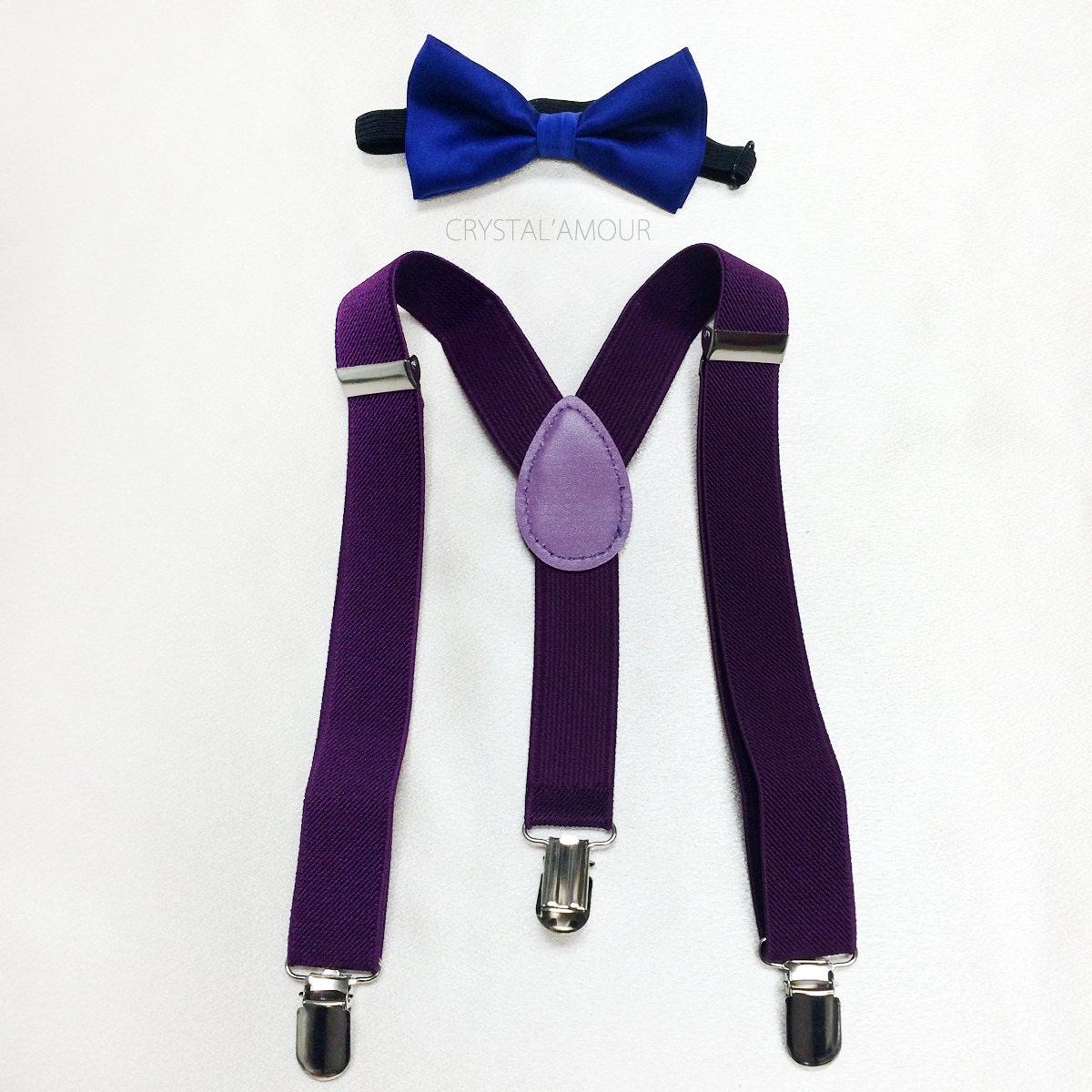 stylish baby bow tie and suspenders blue/purple toddler