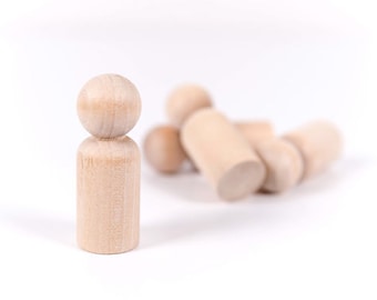 20 Wooden Peg Dolls | Dad Unfinished Peg Dolls | Little Wooden People | Little People | Game Pawns | Paint it yourself Wood People