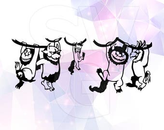 Where the Wild Things are SVG DXF Clip art Monster Party Supply Cut Cricut Design Silhouette Cameo Decoration Vinyl Decal Stencil Template
