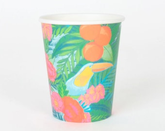 12 tropical party paper cups