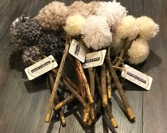 Gold Tipped Pom Pom Dandelion Wish Sticks