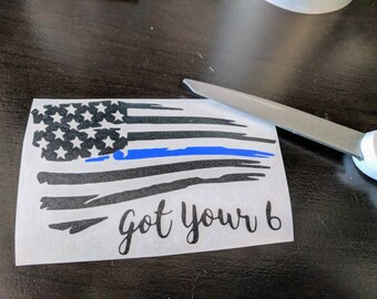 Blue lives matter- police lives matter- vinyl flag- the blue line- vinyl decal for glass/windows, yeti, walls, cups etc