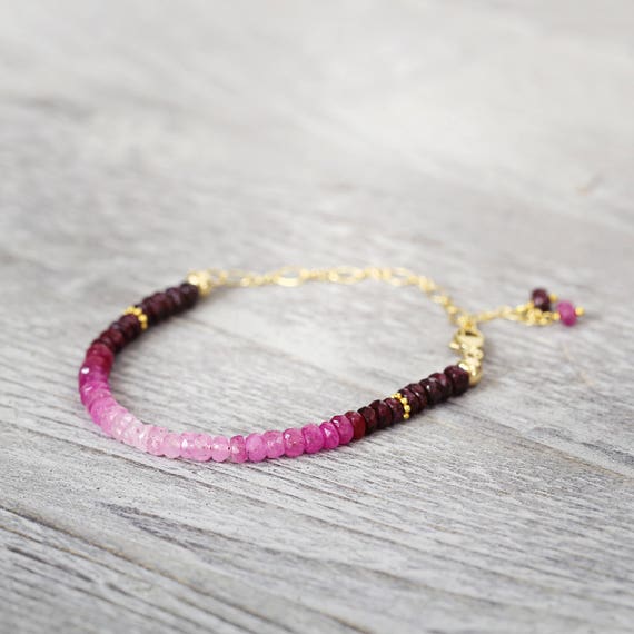 Gold Ruby Bracelet - Real Ruby Jewelry