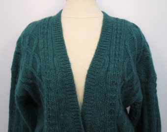 Vintage Autograph Green Mohair Blend Cardigan Sweater Sz L