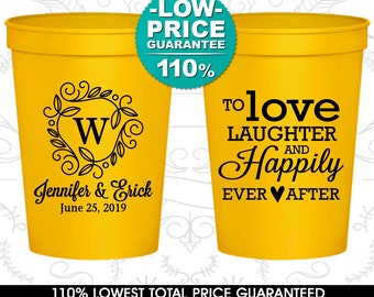 Wedding Favor Cups, Wedding Cups, Plastic Cups, Stadium Cups, Personalized Cups, Custom Stadium Cups, Wedding Favors, Monogram Cups (C61)