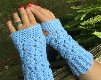 Baby Blue Fingerless Gloves