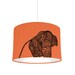 Animal lampshade screen printed onto orange fabric, choose from a giraffe, gorilla, lion, tiger, bee or an elephant design - custom sizes
