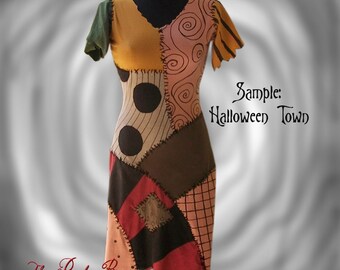 Sally Costume Nightmare Before Christmas Patchwork Dress Made to Order Teen or Adult Size by the Ruby Bee