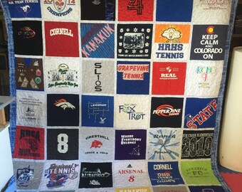 Full size Quilt (all sizes available) Custom Made - Memory Quilt Made From 9 - 49 t-shirts