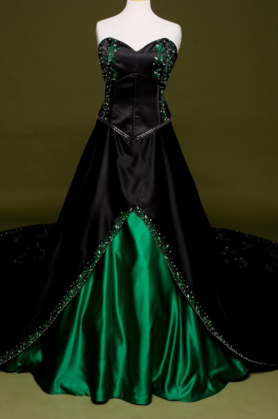 green wedding gown