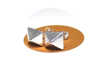 Sterling Silver Earrings Studs Pyramid Stud Earrings, Ready to Ship