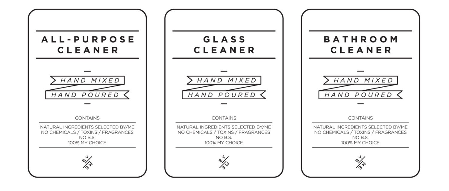 DIY cleaning decals / labels set designer white