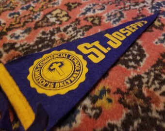 Vintage St. Joseph's Commercial School, Brooklyn, NYC Souvenir Pennant