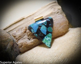 Chrysocolla in Resin Black & Turquoise Gemstone Necklace Pendant