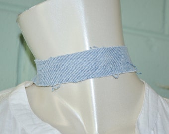 Choker Blue Denim, 1" Denim Choker, Blue Jean Choker, Thin Denim Choker, Trendy Denim Choker, Blue denim Choker, Faded Choker, Jean Choker