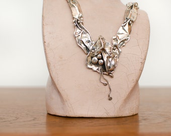 Vintage Modernist Abstract Sterling Silver Necklace