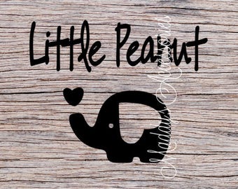 Iron on decal - Little Peanut - elephant - baby / child clothing accessory