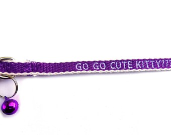 Custom Eco Friendly purple/white Breakaway Cat Collar w/Bell