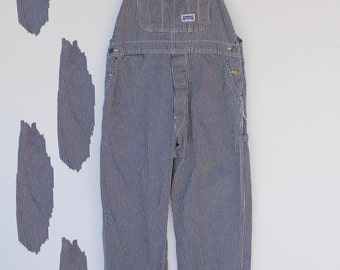 80's Vintage Big Smith Navy + White Pinstripe Denim Overalls
