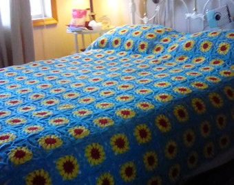 Full sized hand made crochet blanket