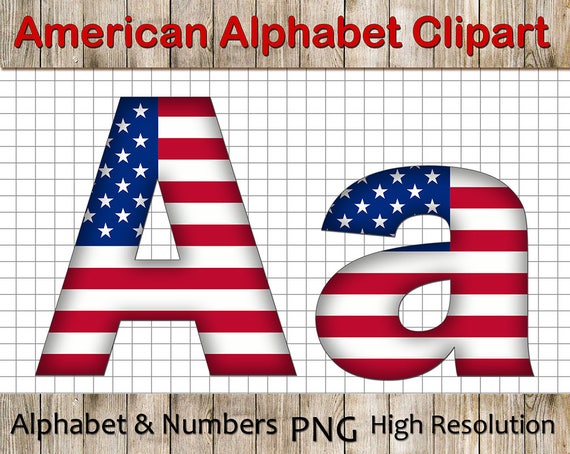 Download USA Flag Alphabet Clipart Uppercase and Lowcase American