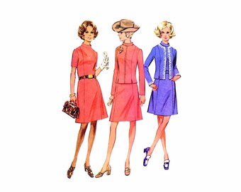 1970s Misses Dress and Jacket McCalls 2602 Vintage Sewing Pattern Half Size 16 1/2 Bust 39 UNCUT