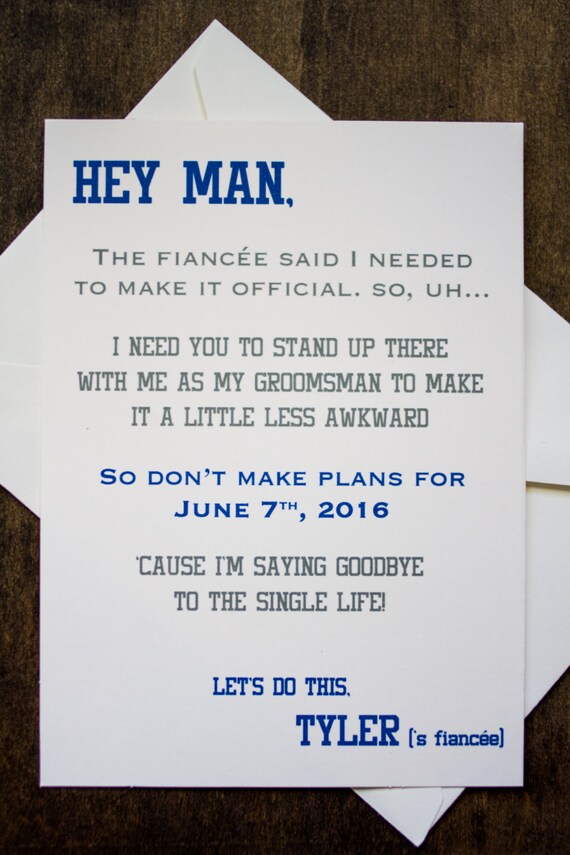 Groomsman Card Invite Will you be my Groomsman Funny