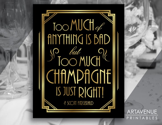 Gatsby Decor Sign Champagne Quote Printable Gatsby Party